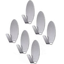 Kit 6x Gancho Autoadesivo Oval Em Aço Inox