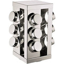 Porta Temperos Condimentos Giratório em Bambu c/ 8 Potes